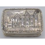 An early Victorian silver Castle Top vinaigrette showing a view of Abbotsford House,