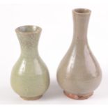 Two Chinese celadon crackle glaze vases, 18th/19th century, heights 17.5cm and 14cm.