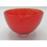 An Art Glass red tea bowl, indistinctly signed to the base H.Daly?, height 7.5cm.