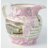 A Sunderland lustre jug, 19th century, with verse 'William Tucker, Am I a Soldger of the Crois,