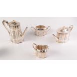 A Victorian oval engraved, four piece tea and coffee service.