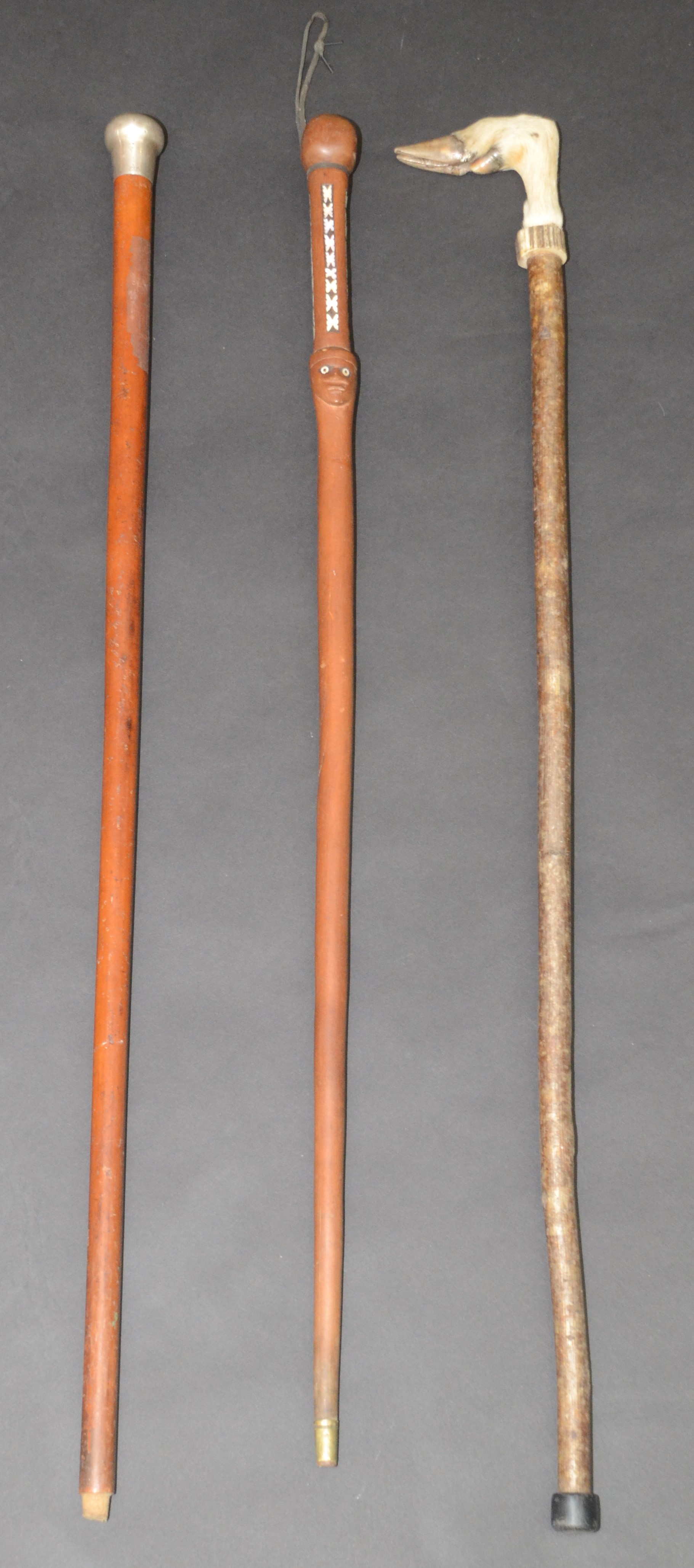 A malacca walking cane, the silver top monogrammed C.