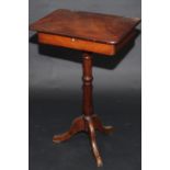 A French mahogany tripod work table fitted a single drawer.
