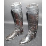 A pair of black leather gentleman's boots, height 48cm, length of foot 29cm.