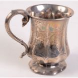 A Victorian engraved silver christening mug, Sheffield 1888. 5oz.