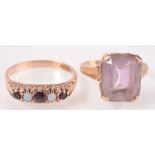 A 9ct gold Victorian style ring and a 9ct gold ring set amethyst.