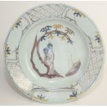 A Bristol Delft pottery manganese plate, 18th century,