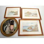 Three T H Victor watercolours, entitled 'Gurnard's Head,