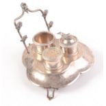 An Oporto Portuguese silver 19th century ink stand with pen rack,