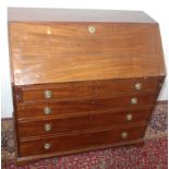 A George III mahogany slope front bureau, width 101.5cm.