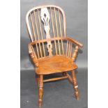 A Windsor lath splat stickback armchair.