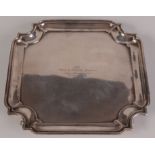 A square silver tray by The Goldsmiths & Silversmiths Company inscribed and dated 1945. 13oz.
