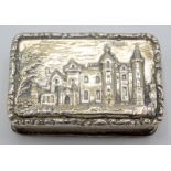 A William IV silver Castle Top vinaigrette showing a view of Abbotsford House, by Taylor & Perry,