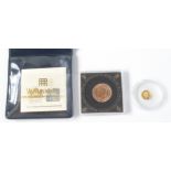 A 2012 sovereign, uncirculated, together with a Cook Islands gold 5 dollar coin dated 2010.