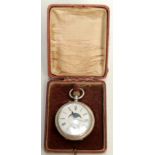 A good silver cased calendar and lunar dial pocket watch by Kramer & Moser with silver coloured