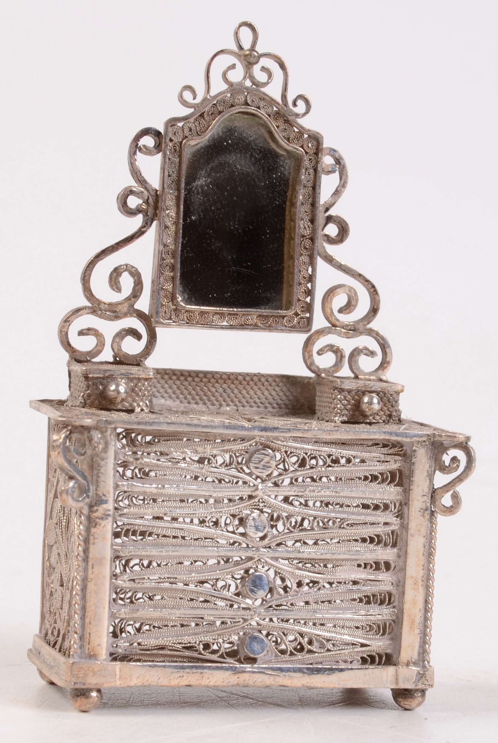 A 19th century silver filigree dressing chest.