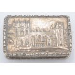 A William IV silver Castle Top vinaigrette showing a view of Newstead Abbey, by Taylor & Perry,