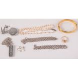 A 9ct gold ring set a citrine, a cultured pearl necklace, silver jewellery etc.