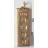 A 9ct gold ingot pendant, 29.8g.