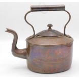 A Victorian copper kettle with an oval body, height 24cm.