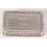 A William IV silver vinaigrette by Thomas Shaw, engine turned and with chased borders,