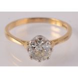 A solitaire diamond ring set in 18ct gold, the brilliant cut diamond approximately 1.