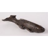 A Japanese bronze carp, naturalistically modelled, length 29.5cm.