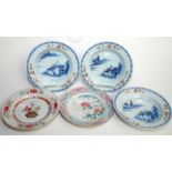 A set of three Chinese blue and white porcelain plates,