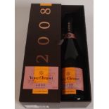 A boxed bottle of Veuve Cliquot Ponsardin, Reims, France champagne vintage rose 2008.