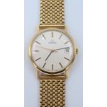 An Omega calibre 1030 9ct gold gentleman's wristwatch with calendar aperture,