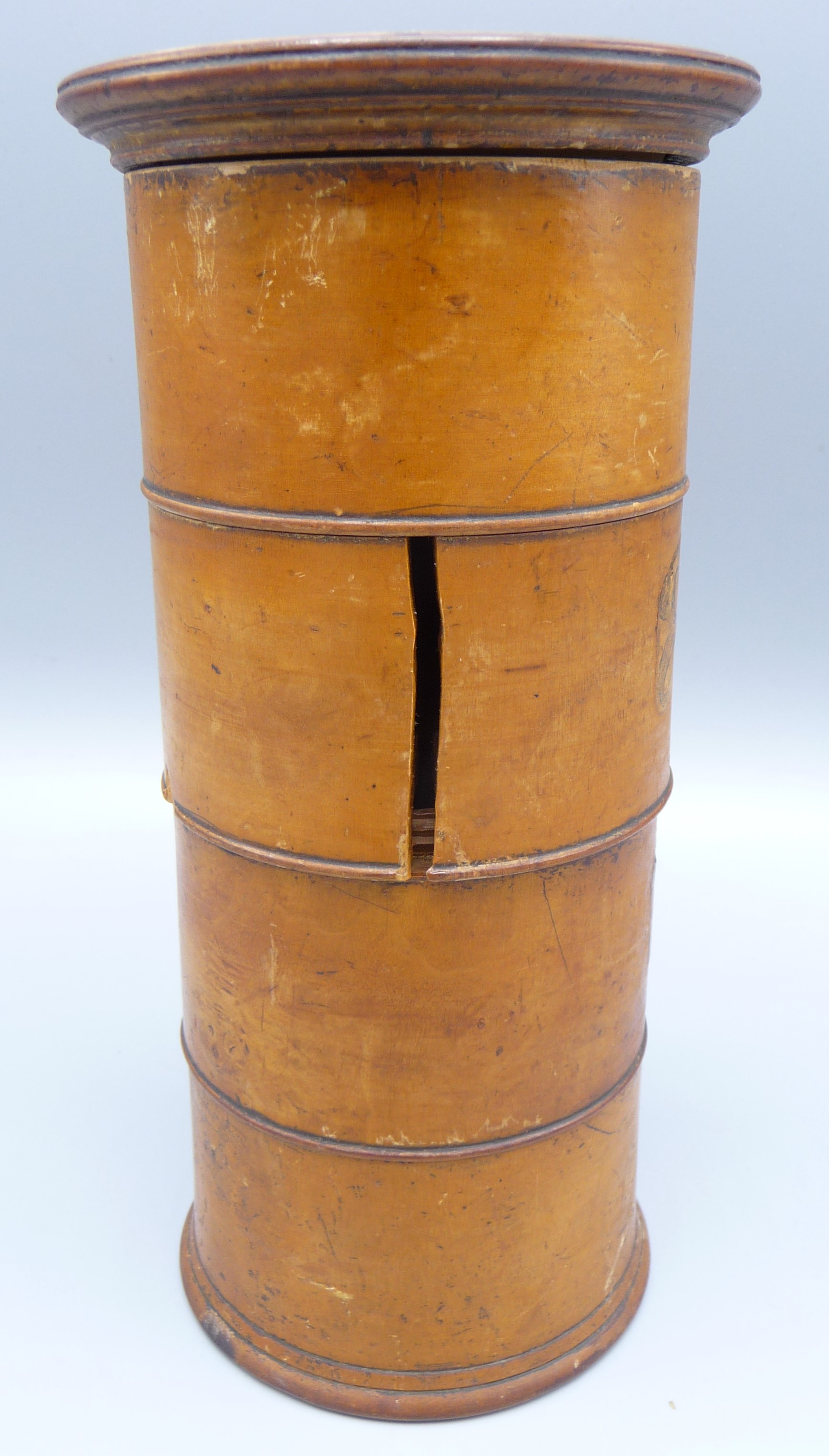 A Victorian treen spice tower, the four sections labelled 'Mace', 'Cinnamon', - Image 4 of 5