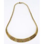 A 9ct gold tri-colour necklace, 25.7g.