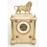 A French alabaster and gilt metal mantel clock, late 19th century,