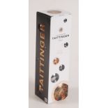 A boxed bottle of Taittinger champagne, Reims Cuvee Prestige.