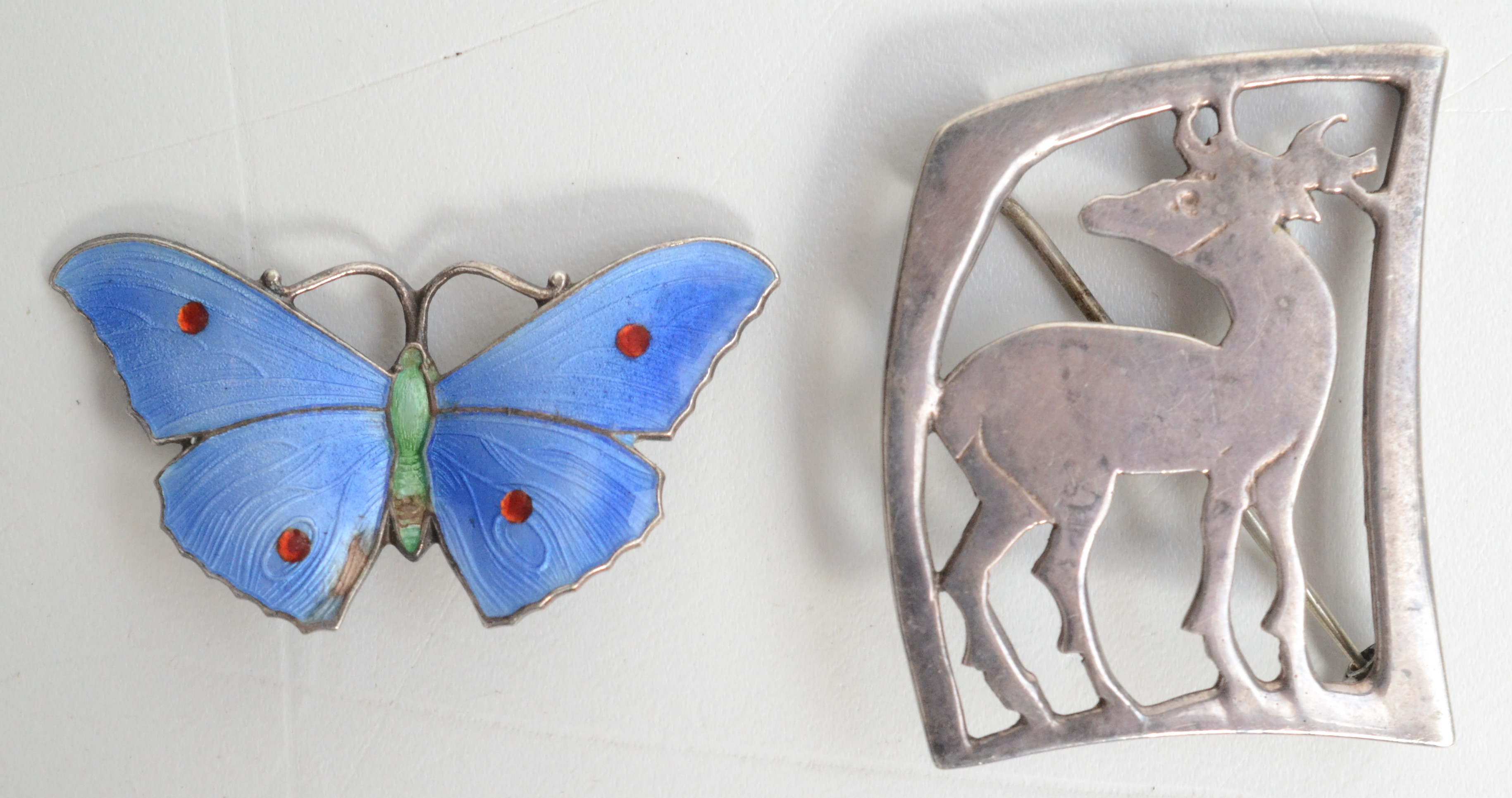 An enamelled silver butterfly brooch by John Atkins & Son no.