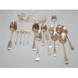 Silver cutlery including Georgian. 24oz, together with four eastern coffee spoons.