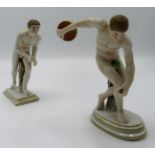 Two Naples porcelain figures of naked athletes, heights 13cm and 13.8cm.