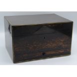 An early Victorian brass bound coromandel box, with a leather interior above a single drawer,