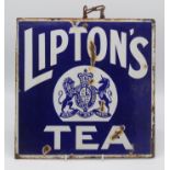 A Lipton's Tea double sided enamel sign, width 30.5cm.