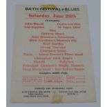 A small poster advertising the 1969 "Bath Festival of Blues" featuring John Mayall, Led Zeppelin,