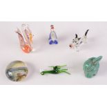 Four Venetian glass birds and animals,