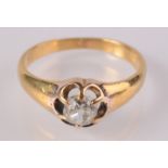 A very high purity gold ring buttercup set a diamond of approximately 0.5cts.