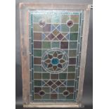 A large Victorian leaded stained glass panel, 87 x 51cm.