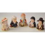 A set of five pottery Dr Who series character tankards,