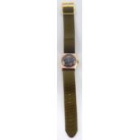A Trebex 9ct gold cased trench style wristwatch.