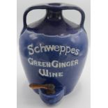 A Bourne Denby Schweppes Green Ginger Wine blue glazed stoneware flagon, height 28cm.
