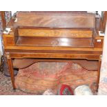 A 19th century mahogany and crossbanded table piano, now as a desk with a sliding shelf,