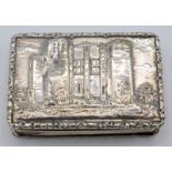An early Victorian silver Castle Top vinaigrette showing a view to an unidentified castle,