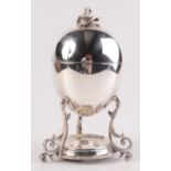 A four section egg coddler with a swan cast finial.