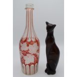 Miscellaneous glassware, including an ale glass, height 10cm and a cranberry flashed decanter,
